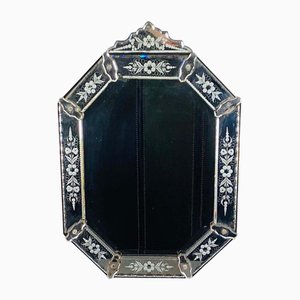 Louis XIV Glazing Bead Mirror in Engraved Glass, 1850