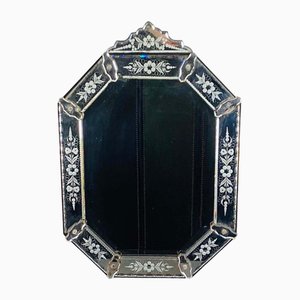 Specchio Luigi XIV con perle di vetro in vetro inciso, 1850