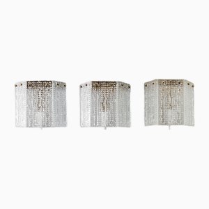 Swedish Wall Light in Glass and Brass from Orrefors, 1960s