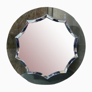 Mid-Century Modern Italian Wall Mirror with Smoked Glass Frame from Veca, 1970s