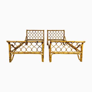 Single Beds in Bamboo and Rattan, Italy, 1960s, Set of 2