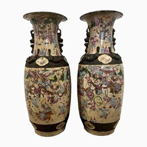 Large Antique Chinese Crackled Glazed Vases, 1860, Set of 2