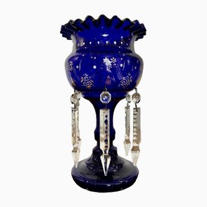 Antique Victorian Blue Glass Lustre, 1860