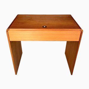 Danish Dressing Table in Teak with Brass Details and Fold-Out Mirror by Arne Wahl Iversen for Vinde Møbelfabrik, 1960s