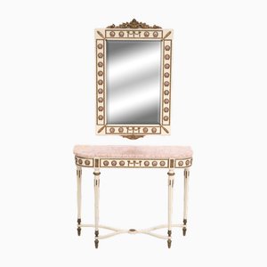 Louis XVI Console Table and Mirror from Mariner SA, Spain, 1950s, Set of 2