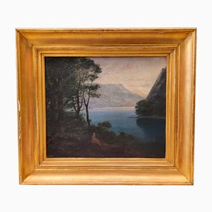 Leo Deschamps, Romantische Landschaft, 1871, Öl auf Leinwand, Gerahmt