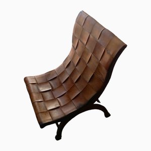 Vintage Stuhl aus Leder & Mahagoni von Pierre Lottier für Valenti, Spain