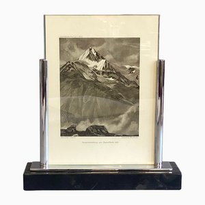 Art Deco Picture Frame in Marble and Chrome from WMF, 1920s