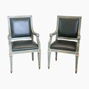 Lacquered Wood Armchairs, 1930s, Set of 2