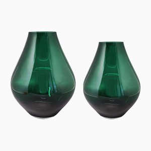 Green Vases in Murano Glass by Dogi, Italy, 1970s, Set of 2