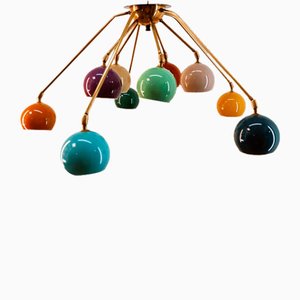 Lámpara de techo Sputnik multicolor con esferas de metal ajustables
