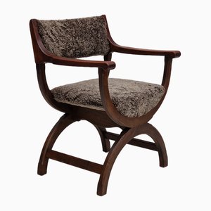 Danish Chair Model Kurul by Henning Kjærnulf in Sheepskin & Oak, 1950s