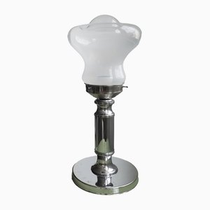 Große portugiesische Buffet Tischlampe aus verchromtem Klarglas, 1970er