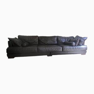 Large Vintage 3-Seater Sofa in Chocolate Leather