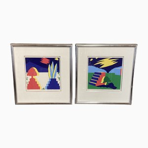 Bent Karl Jakobsen, Compositions, 1980s, Lithographs, Framed, Set of 2