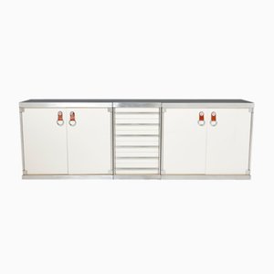 Sideboard aus Lackiertem Stahl & Leder von Guido Faleschini für Hermès, 1970er