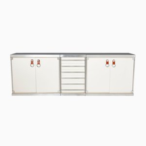 Sideboard in Lacquered Steel and Leather by Guido Faleschini for Hermès, 1970s