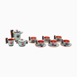 Painted Ceramic Coffee Service by Nicolay Dulgheroff for Ceramiche Mazzotti Albisola, 1960s, Set of 15