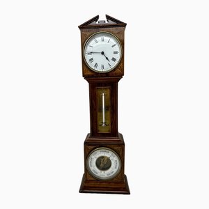 Petite Horloge Antique avec Thermomètre en Buis en Acajou, 19ème Siècle