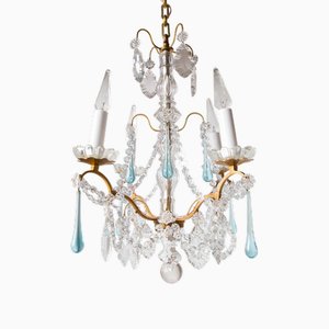 Vintage French Chandelier in Brass and Crystal, 1930s