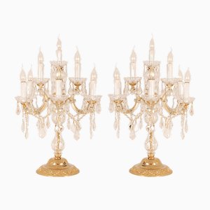 Vintage Italian Table Lamps in Crystal Glass, 1980s, Set of 2