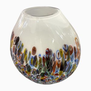 Milchig-weiße Vase aus Muranoglas von Simoeng
