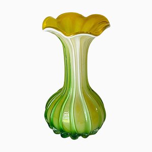 Grüne und gelbe Venezianische Vase von Venini, Italien, 1970er