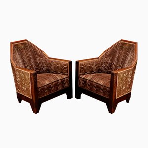Art Deco French Cubist Chair Set, 1920s, Set of 2