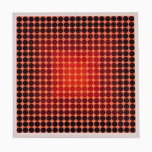 Victor Vasarely, Black Dots on Orange, Screen Print, 1965