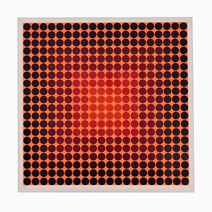 Victor Vasarely, Puntos negros sobre naranja, serigrafía, 1965