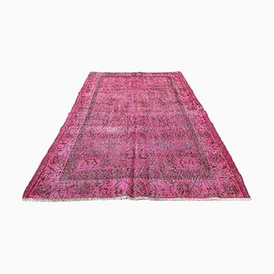 Distressed Turkish Over-Dyed Pink Rug in Wool, 1970s