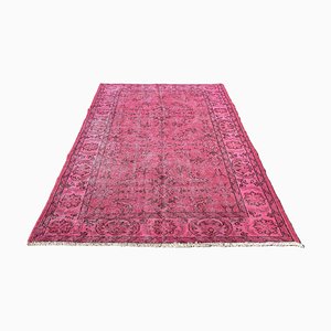 Turkish Over-Dyed Pink Distressed Rug in Wool, 1970s