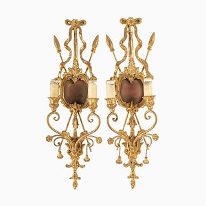 Italian Carved and Gilded Wood Sconces, Set of 2