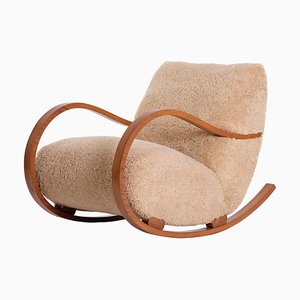 Swedish Rocking Chair in Sheepskin, 1940s