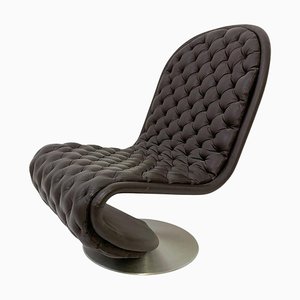 Mid-Century Modern Brown Leather System 123 Chair attributed to Verner Panton, Denmark, 1973