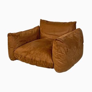 Fauteuil Marenco Moderne en Daim Marron, Italie attribué à Mario Marenco pour Arflex, 1970s