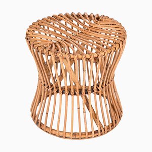 Mid-Centery Italian Bamboo and Rattan Stool from Boncina, 1960s