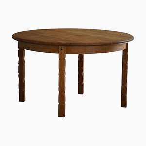 Mid-Century Danish Round Dining Table in Oak with Three Extensions, 1960s
