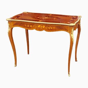 French Floral Marquetry Writing Table, 1920s