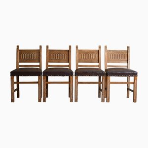 Mid-Century Limed Oak Dining Chairs, Set of 4