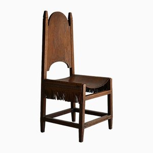 Arts & Crafts Inlaid Oak and Leather Bedroom Chair