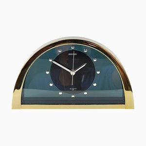 Hollywood Regency Brass Table Clock by Seiko, 1980s