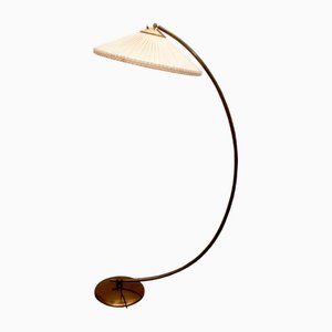 Vintage Arch Lamp in Brass with Plisé, 1950