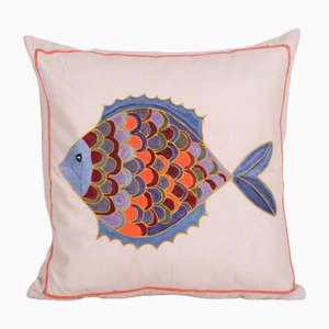 19th Century Tashkent Suzani Fish Cushion Cover