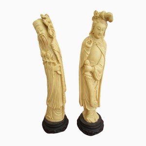 Statuette vintage di Okimonos, set di 2