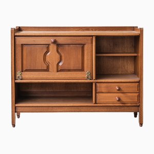 Mid-Century French Oak Cabinet Sideboard by Guillerme et Chambron