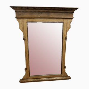 Large Arts and Crafts Over Mantle Mirror in Light Oak, 1800s