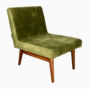 Olive Velvet Lounge Chair, 1970s