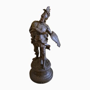 Antique French Metal Statue of a Warlord, Late 19th Century