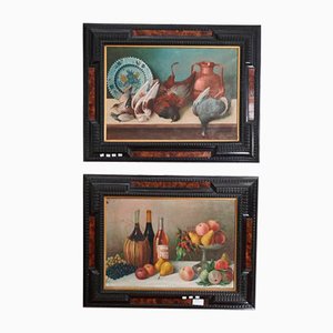 Still Lifes, Early 1900s, Oil Paintings, Set of 2